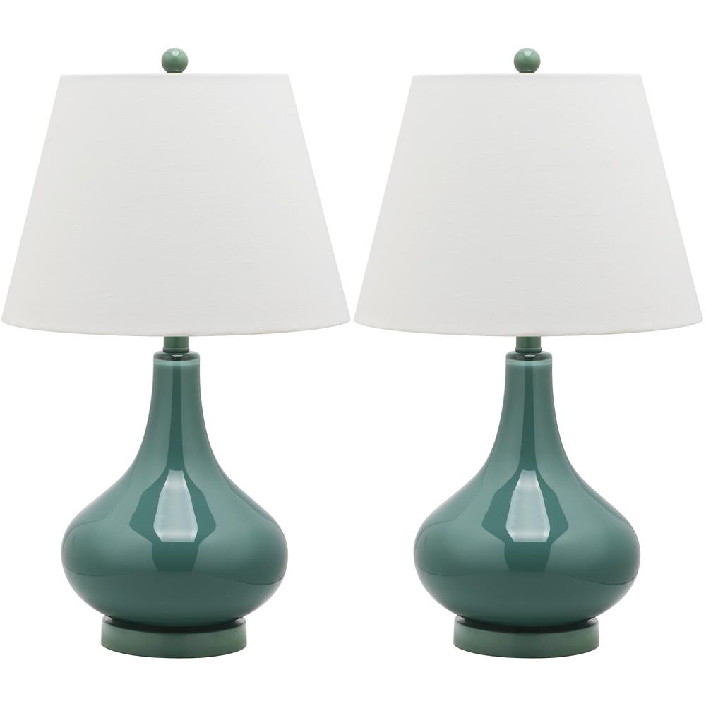 Safavieh LIT4087C AMY GOURD GLASS (SET OF 2) LT Blue BASE AND NECK TABLE LAMP